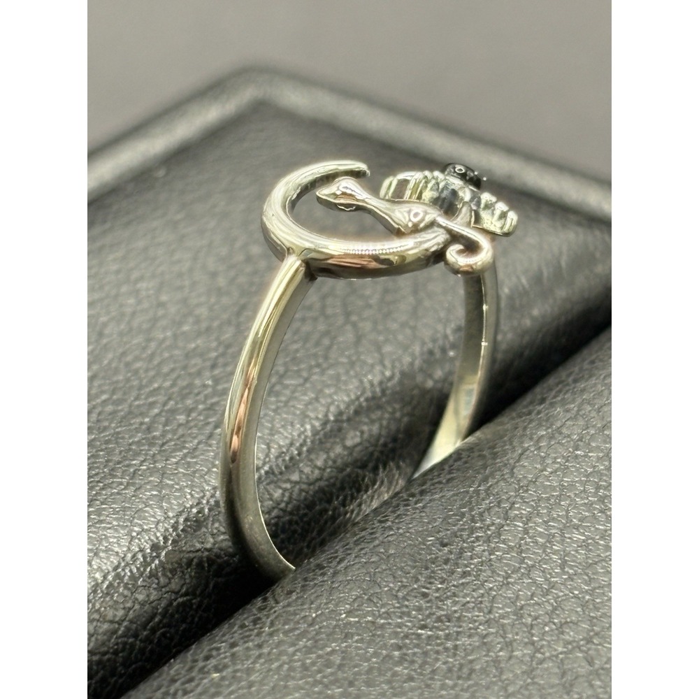 New Condition Sterling Silver Cat Onyx Moon Star Ring Size 7 J17 - Picture 7 of 12